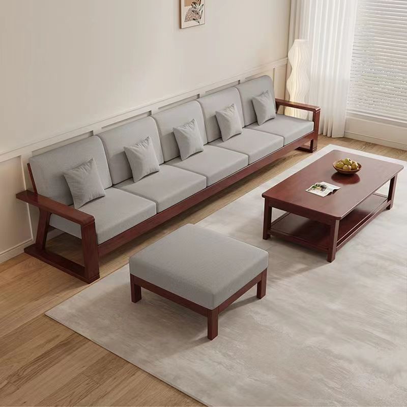 纯实木新款现代简约中式客厅双人单人小户型组合布艺三人直排沙发