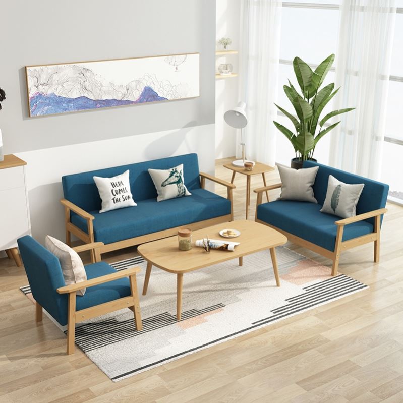 沙发客厅2024新款茶几组合现代简约出租房实木双人布艺沙发小户型