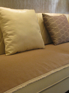 沙发高档现代简约棉麻沙发垫布艺坐垫加厚沙发巾驼色可定制