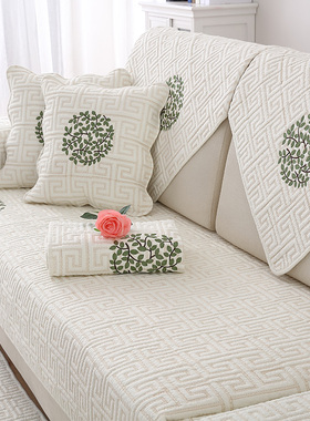 纯棉中式沙发垫四季通用防滑高档实木沙发坐垫简约现代盖布套罩巾