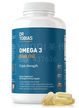 美国Dr.Tobias深海心脑关节皮肤指甲三倍DHA强度成人omega3鱼油