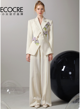 茬客职业气质西装小众新款设计感休闲中国风通勤西服套装礼服女装