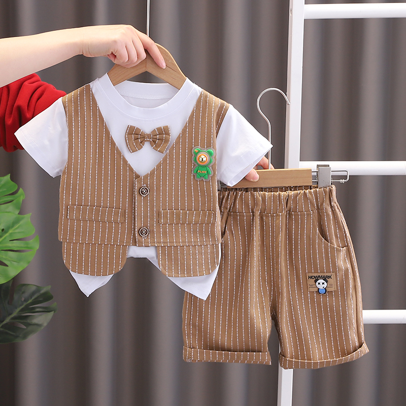 男童夏装套装1-3岁小童装周岁男宝宝西装夏季小月龄婴儿礼服帅气