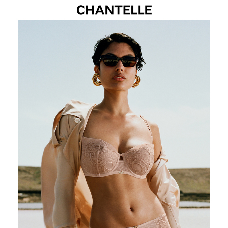 新品丨法国CHANTELLE仙黛尔有钢圈文胸刺绣半杯聚拢上托内衣女