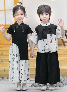 新中式汉服套装夏季儿 童中国风幼儿园古风毕业照唐装六一表演服