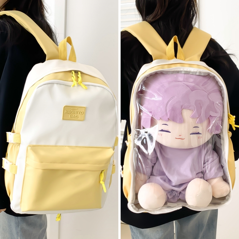日系新款双肩包少女透明40cm娃包玩偶棉花娃娃背包痛包学生书包潮