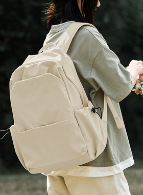 森系简约书包女初中生大学生2024新款大容量双肩包旅行背包电脑包
