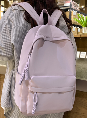中点无印书包女大学生初高中生大容量旅行背包纯色简约麦穗双肩包