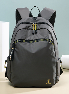 火狐大容量双肩包女士大学生书包户外简约旅行包帆布夏季旅游背包