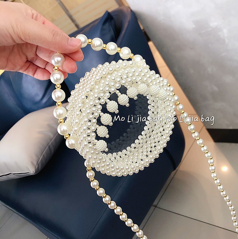 复古珍珠包自制编织泫雅风心形包仙女链条包手工串珠diy材料包女