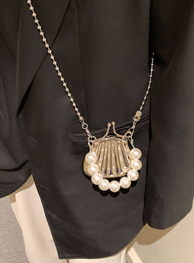 高级感迷你珍珠链条手提小包包女2021新款小众设计网红.单肩贝壳