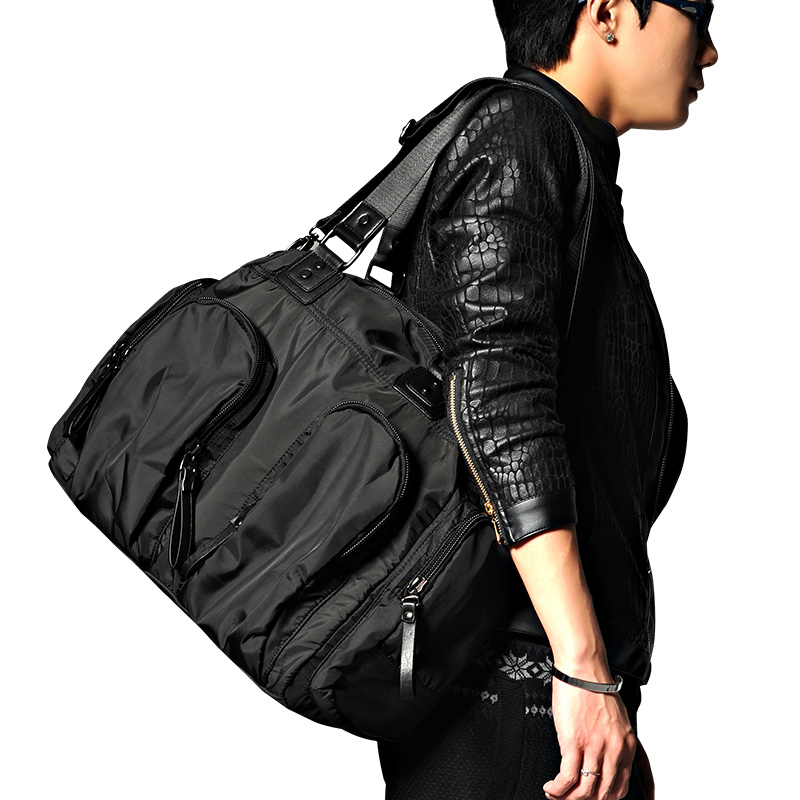 韩版潮包男包包手提包旅行包休闲单肩包斜挎包尼龙男士大包牛津布
