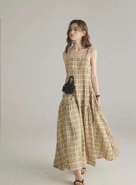 三十三  【麦格melody】撞色条纹吊带连衣裙女夏季可爱显瘦长裙子