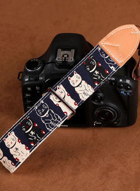 手工缝制福猫相机腕带手腕带加厚柔软使用尼康富士索尼相机挂绳