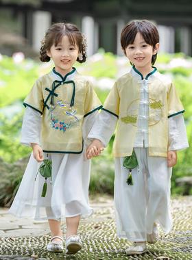 儿童汉服冬季加绒男童幼儿园服中国风改良唐装古装演出服女童古风