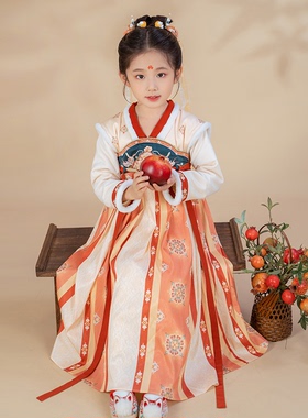 贝优可女童汉服秋冬装加绒中国风原创改良中式唐装古装裙子