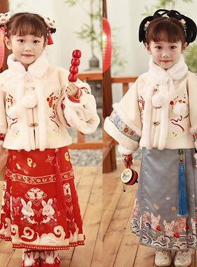 汉服女童中国风小公主裙冬季新款唐装超仙拜年服加绒加厚襦裙