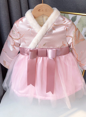 2022冬季新款拜年服婴儿公主裙洋气女童旗袍裙宝宝唐装儿童加绒裙