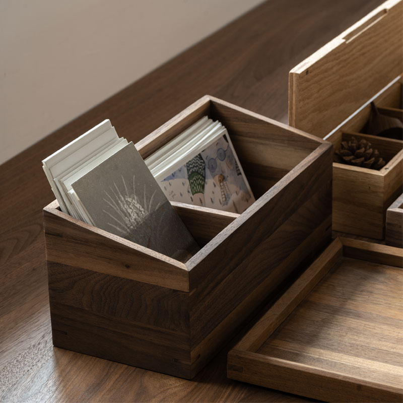 MUMO木墨 斜方收纳盒 全原实木办公置物桌面竖式整理盒书桌储物盒