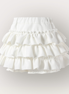 女童白色蛋糕裙2024夏季少女可爱公主蓬蓬裙韩版显瘦时尚高腰裙裤