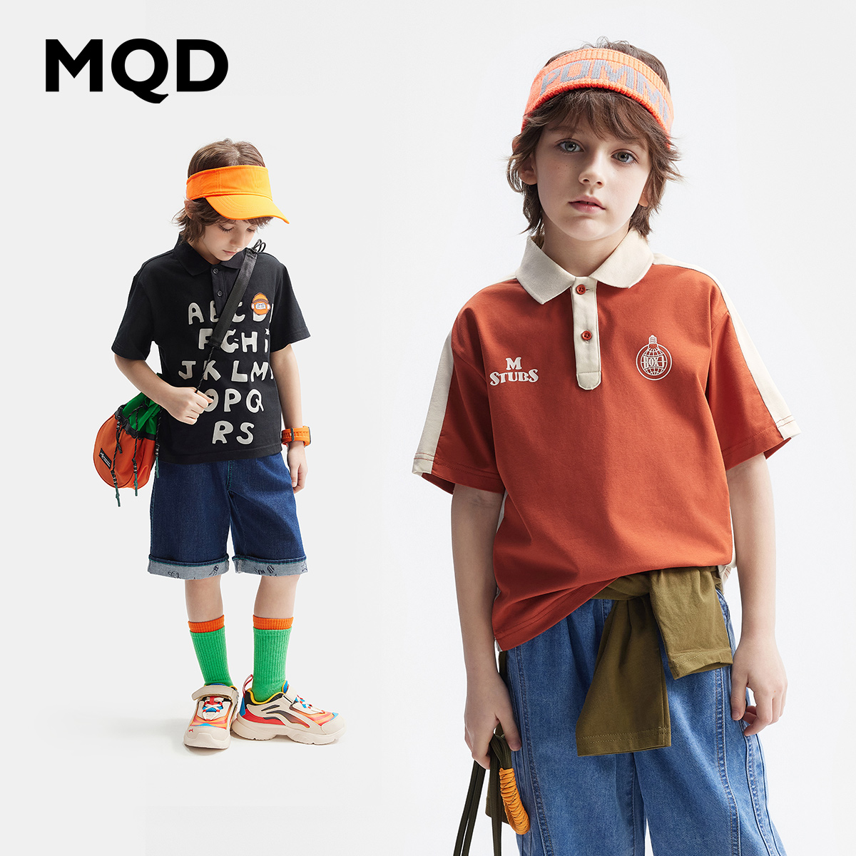 MQD童装夏季POLO衫24新款儿童T恤潮酷百搭短袖