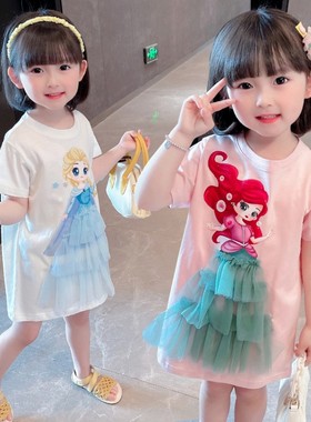 2女宝宝夏装网红短袖T恤裙子夏季女童公主女孩女夏天1-3岁5连衣裙