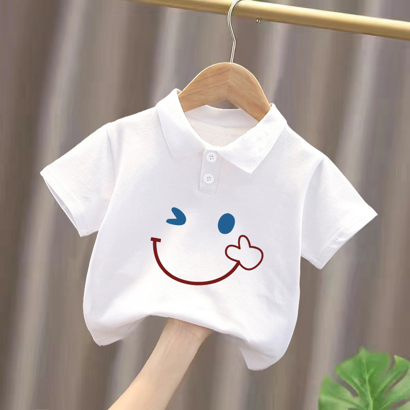 儿童装100%纯棉短袖夏装新款洋气上衣男童女童宝宝Polo衫半袖T恤