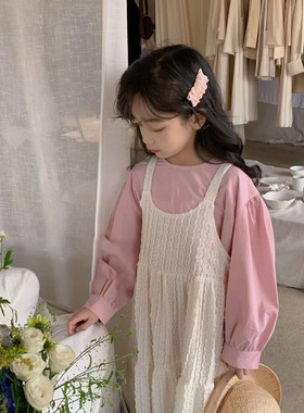 女童春装2024新款套装裙儿童洋气韩版宝宝打底衫吊带公主裙两件套
