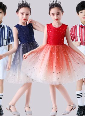 六一儿童演出服合唱服小学生合唱团女童公主裙幼儿园舞蹈表演服装