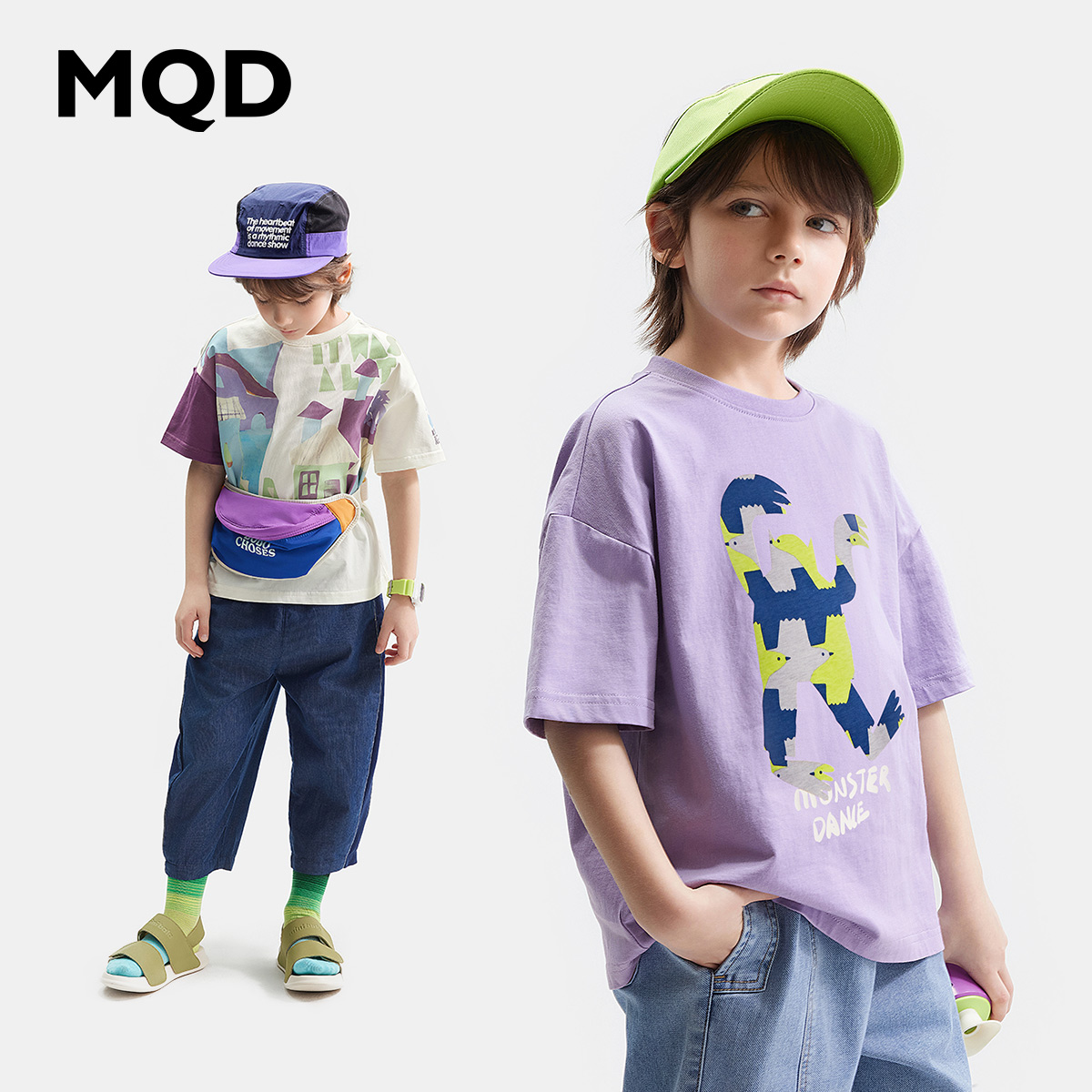 MQD童装2024夏季新款短袖T恤儿童休闲长裤