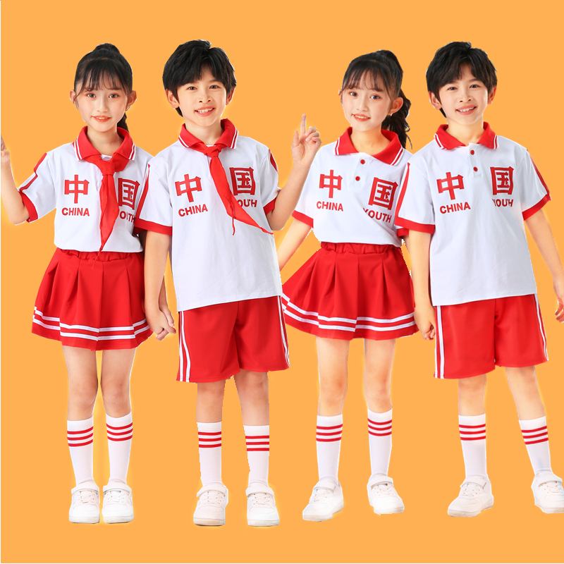 六一儿童啦啦队演出服中国风合唱服幼儿园班服小学生运动会表演服