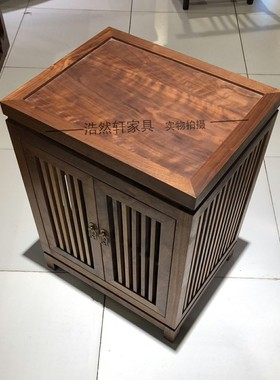 柜子黑胡桃木现代中式家用餐边柜茶水柜储物柜实木收纳柜定制