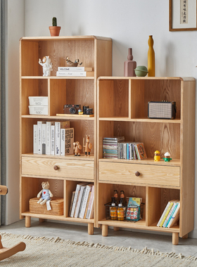全实木儿童书架落地置物架现代简约客厅收纳架家用中学生小书柜子