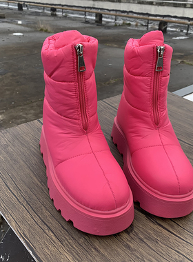 俄罗斯单羊毛保暖外贸冬季新款雪地靴女防水防滑厚底短筒东北棉鞋