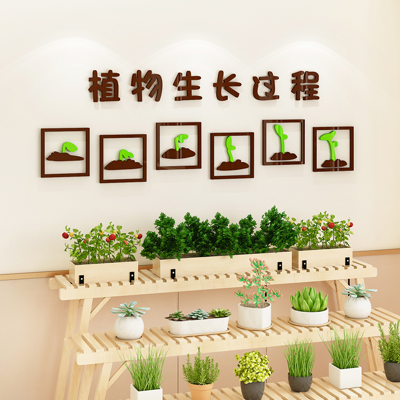 幼儿园植物角区域装饰3d立体环境布置环创材料自然角墙面主题墙贴