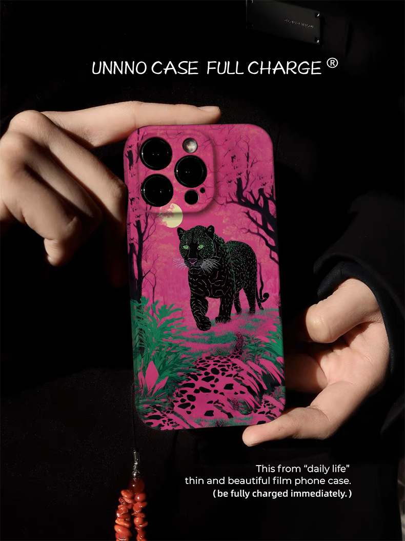 创意丛林黑豹个性小众艺术新款软壳适用苹果15promax手机壳小米14艺术13Pro款华为MATE60PRO全包镜头软一加op