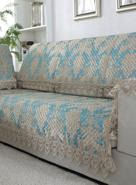 欧式蕾丝沙发坐垫 实木组合沙发垫简约现代风格布艺全盖防滑垫