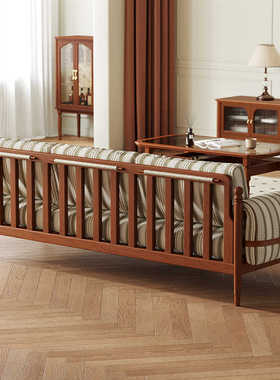 复古全实木沙发三人位布艺樱桃木现代简约小户型北欧轻奢客厅家具