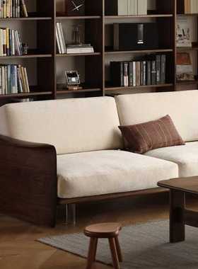 北美黑胡桃木沙发北欧现代简约全实木布艺沙发家用小户型沙发定制