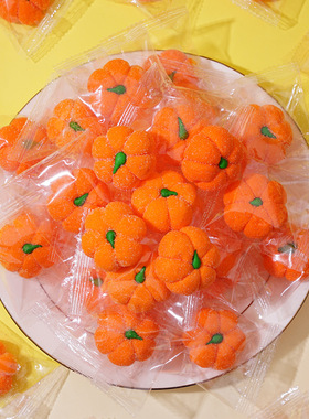 3D南瓜造型棉花糖可爱高颜值柿子软糖创意蛋糕装饰儿童节日小礼物