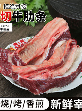 新鲜牛肋条肉500g 现在农家黄牛肉 牛肋条 牛腹肉 牛排肉