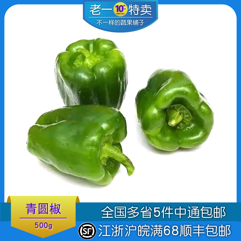 老一特卖 新鲜青圆椒甜椒蔬菜园椒绿彩椒灯笼椒 500g