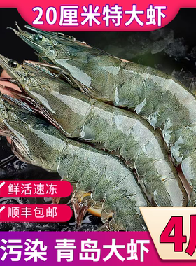 4斤装青岛大虾新鲜海虾对虾海鲜水产鲜活青虾超大基围虾白虾冻虾