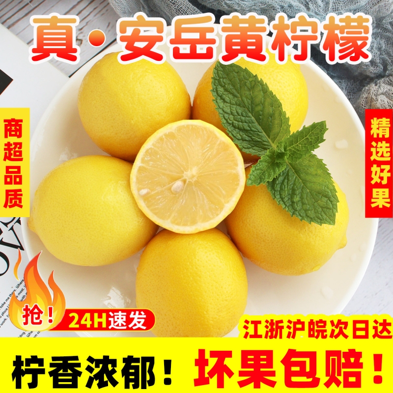四川真安岳黄柠檬3斤当季新鲜水果泡饮精选薄皮香水鲜甜柠檬生鲜