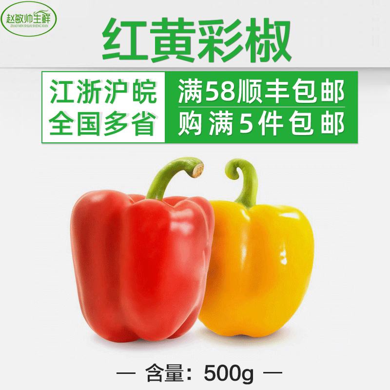新鲜彩椒500g 圆椒 柿子椒 红黄灯笼椒 蔬菜沙拉 5份包邮