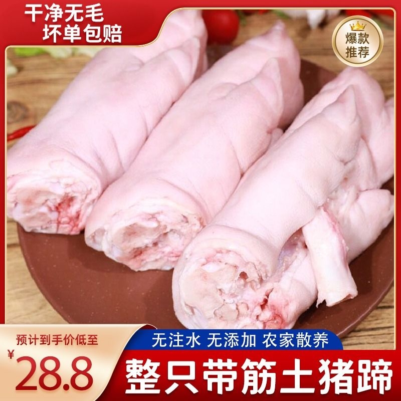 8只猪蹄整只带筋猪脚新鲜猪手前蹄后蹄整箱冷冻批发生猪肉生鲜4只