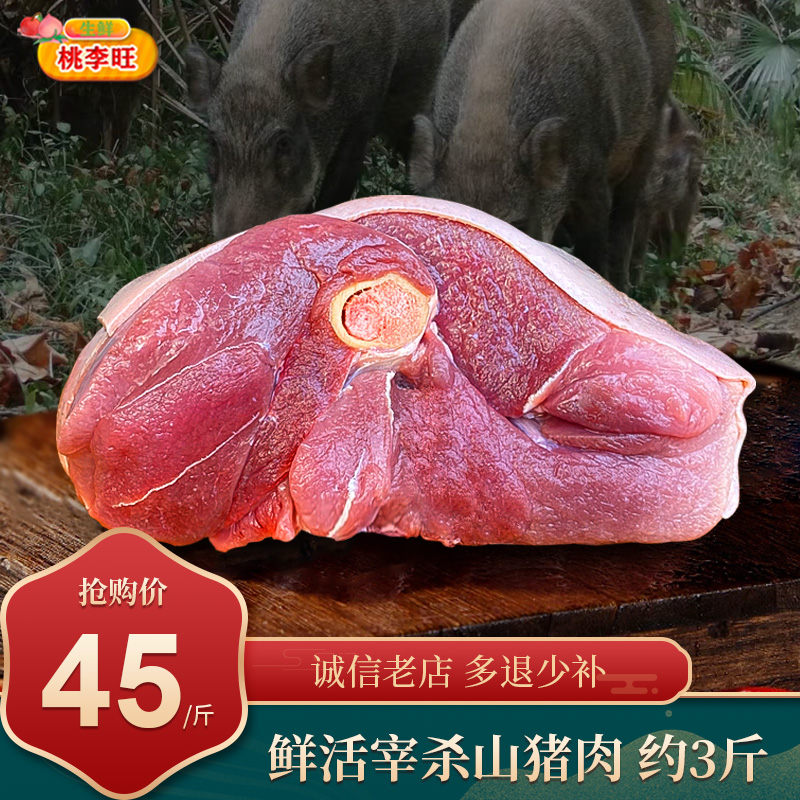 野跑山猪肉 农家土猪肉 新鲜正宗大猪头 猪蹄 生鲜二代野猪肉