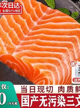 新疆三文鱼刺身中段海鲜整条寿司生鱼片日式料理即食冷冻顺丰包邮