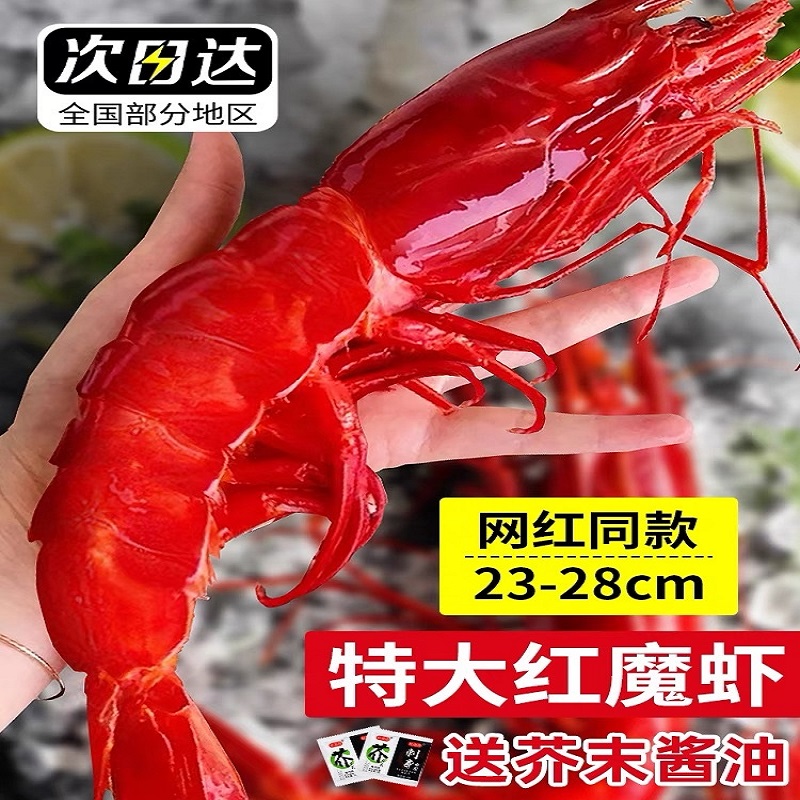 红魔虾鲜活刺身级超大低温甜虾海鲜水产非莫桑比克西班牙即食生呛