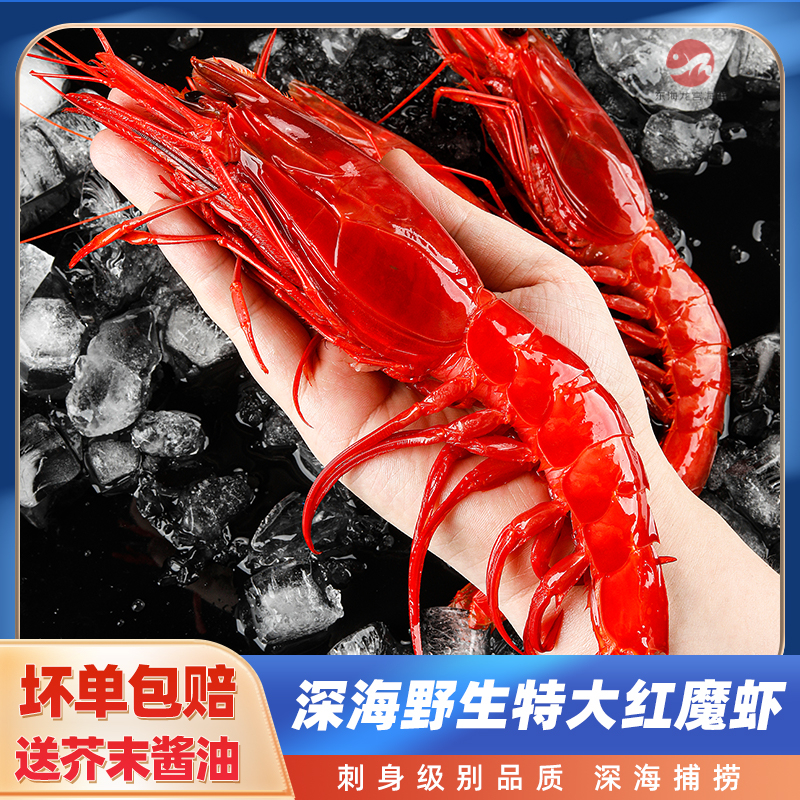 红魔虾特大鲜活刺身级低温甜虾生鲜速冻虾类海鲜生腌生吃冷链包邮
